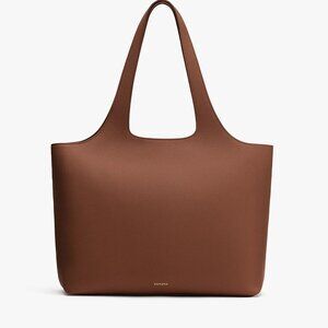 Cuyana “System” Zipper Tote, Dark Chestnut Tote (16 inch) with Shoulder Strap